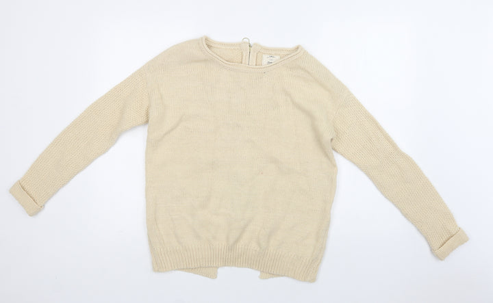 New Look Womens Ivory Round Neck Acrylic Pullover Jumper Size S