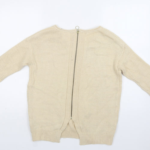 New Look Womens Ivory Round Neck  Acrylic Pullover Jumper Size S