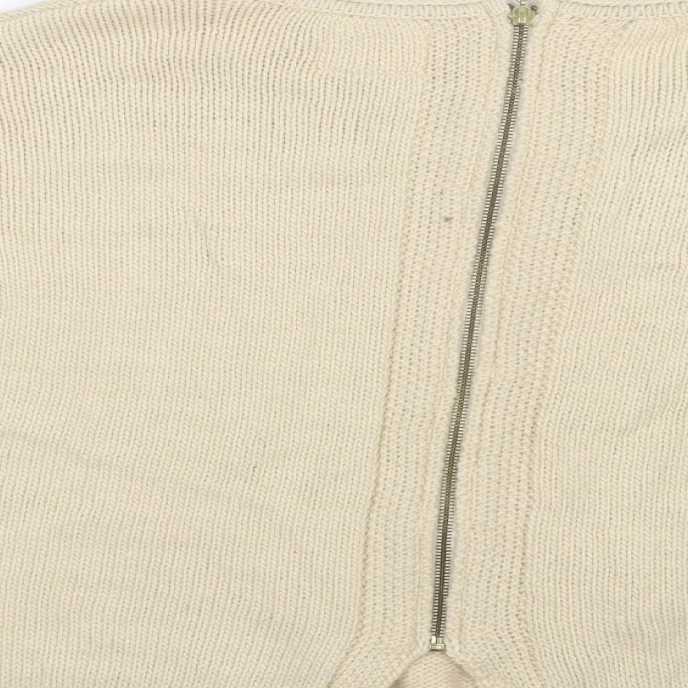 New Look Womens Ivory Round Neck  Acrylic Pullover Jumper Size S