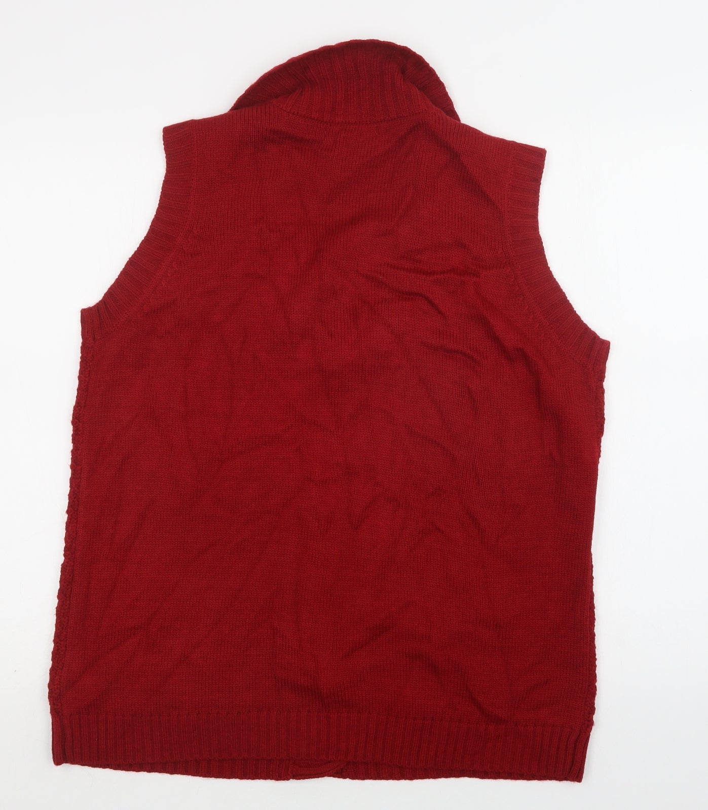 BM Womens Red V-Neck  Acrylic Cardigan Jumper Size M
