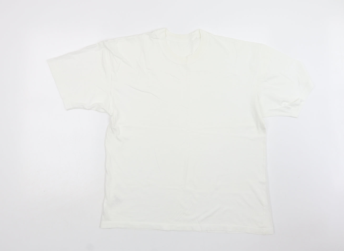 St Michael Mens White  Cotton  T-Shirt Size L Crew Neck