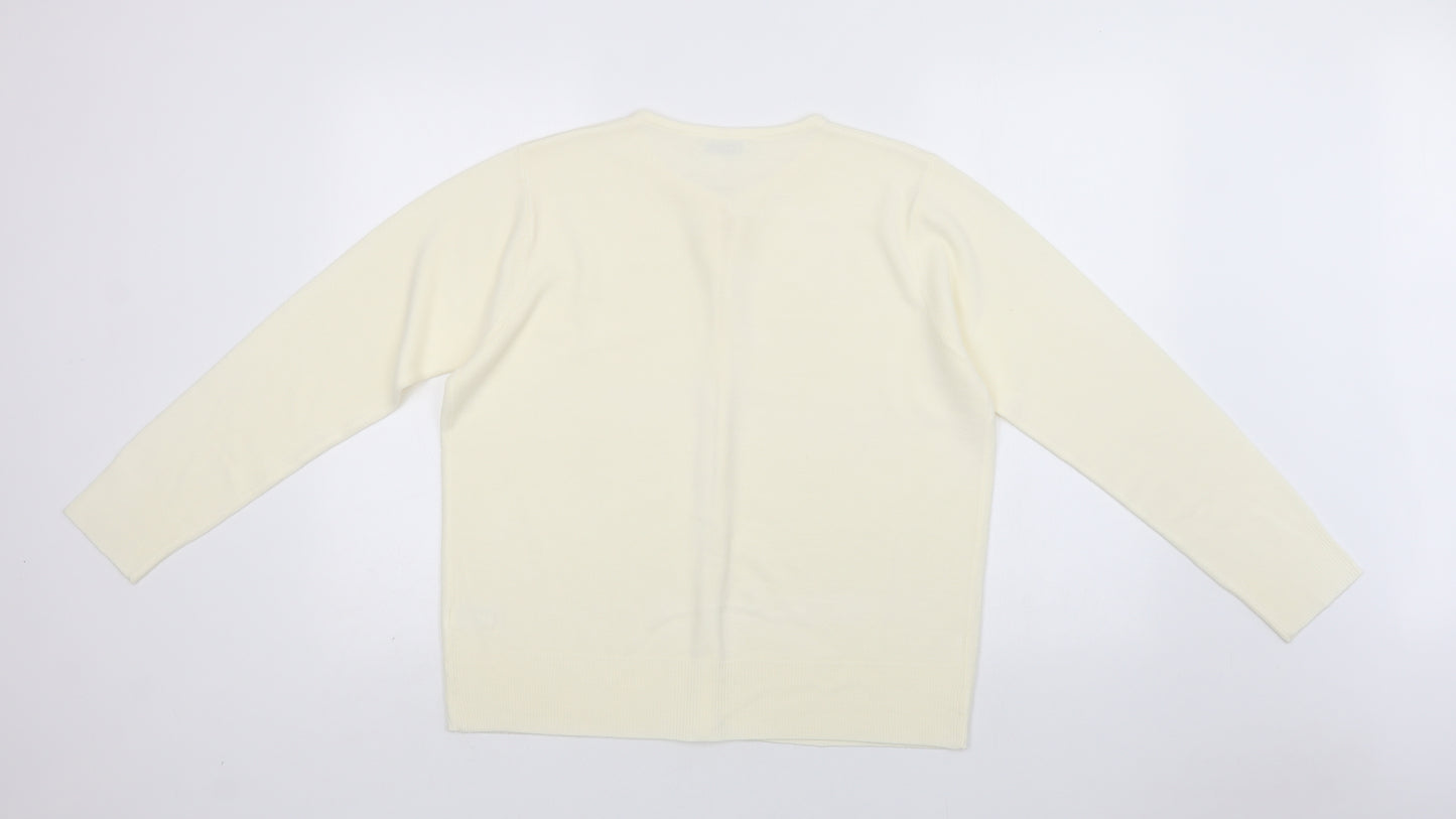 Berker Womens Ivory Crew Neck  Acrylic Cape Jumper Size 18