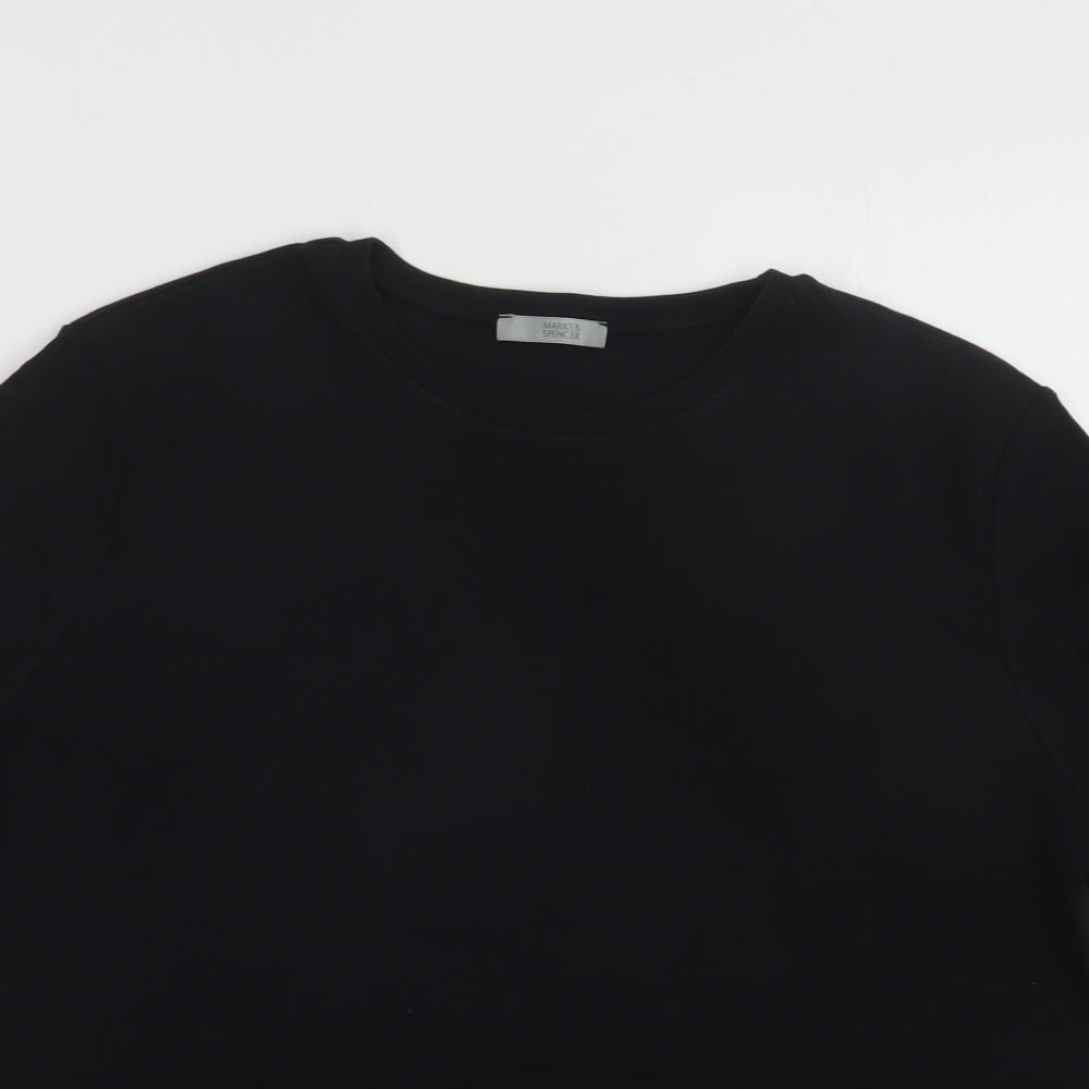 M&S Womens Black  Cotton Basic T-Shirt Size 20 Crew Neck