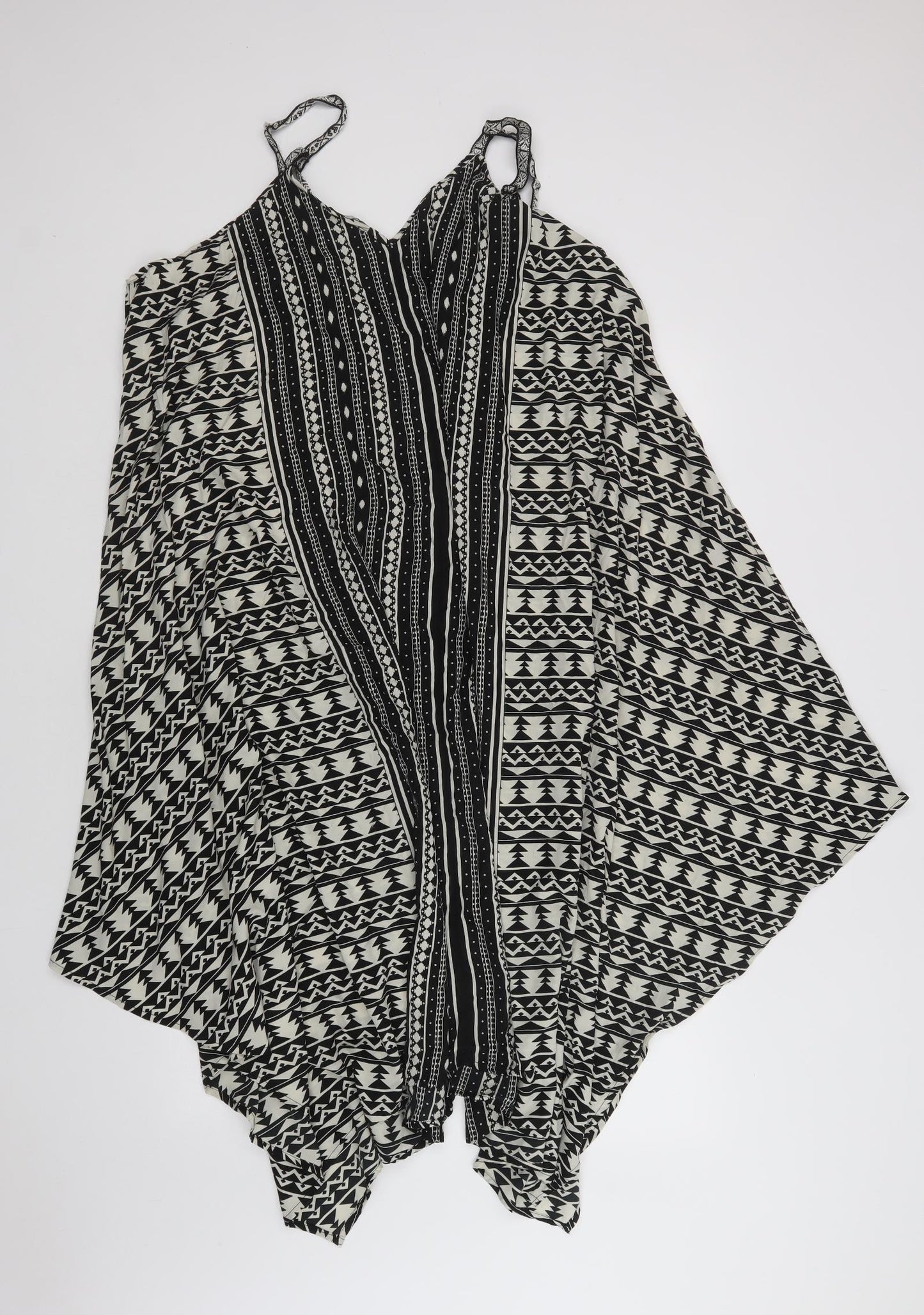 Peacocs Womens Black Geometric Polyester Kaftan  Size XL  V-Neck