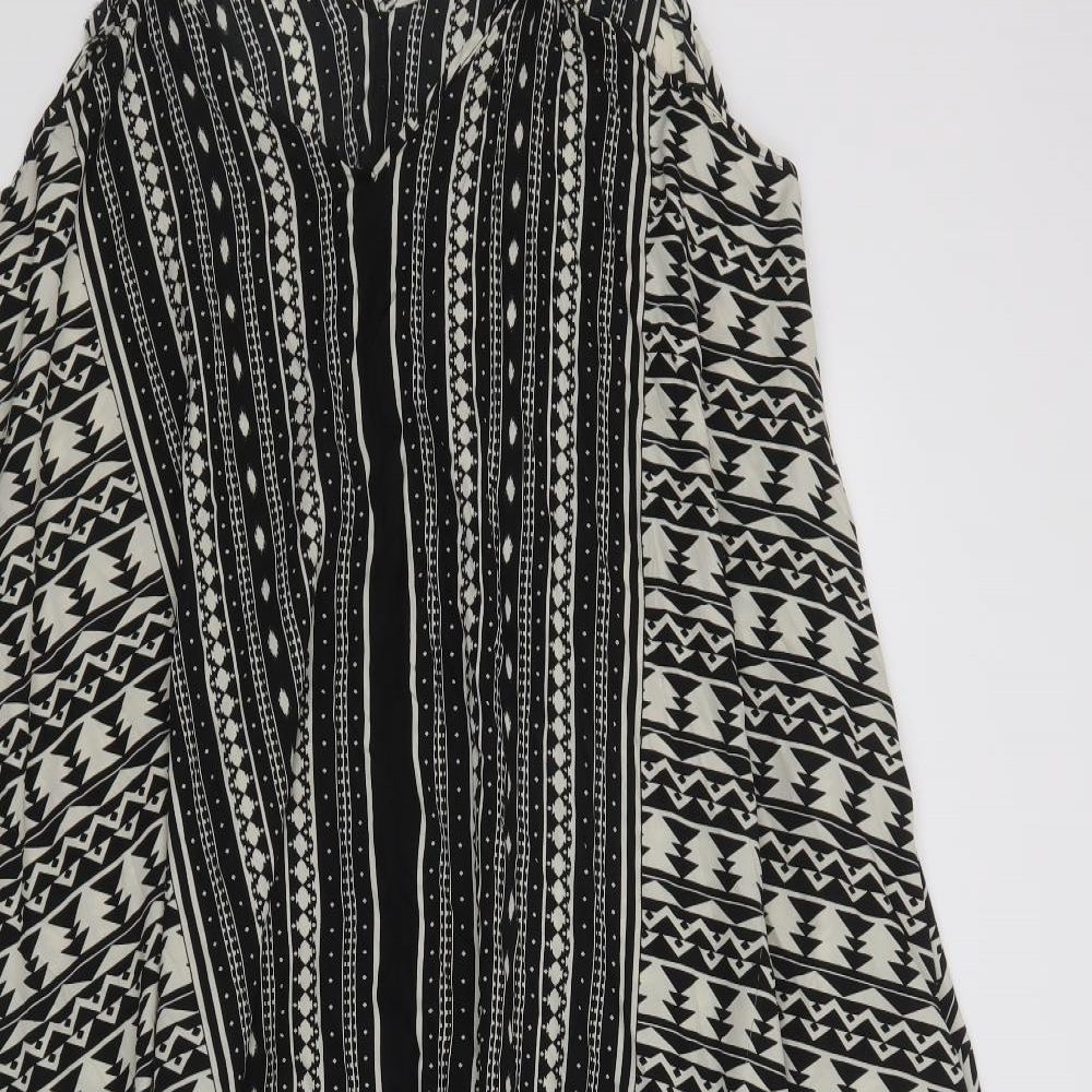 Peacocs Womens Black Geometric Polyester Kaftan  Size XL  V-Neck