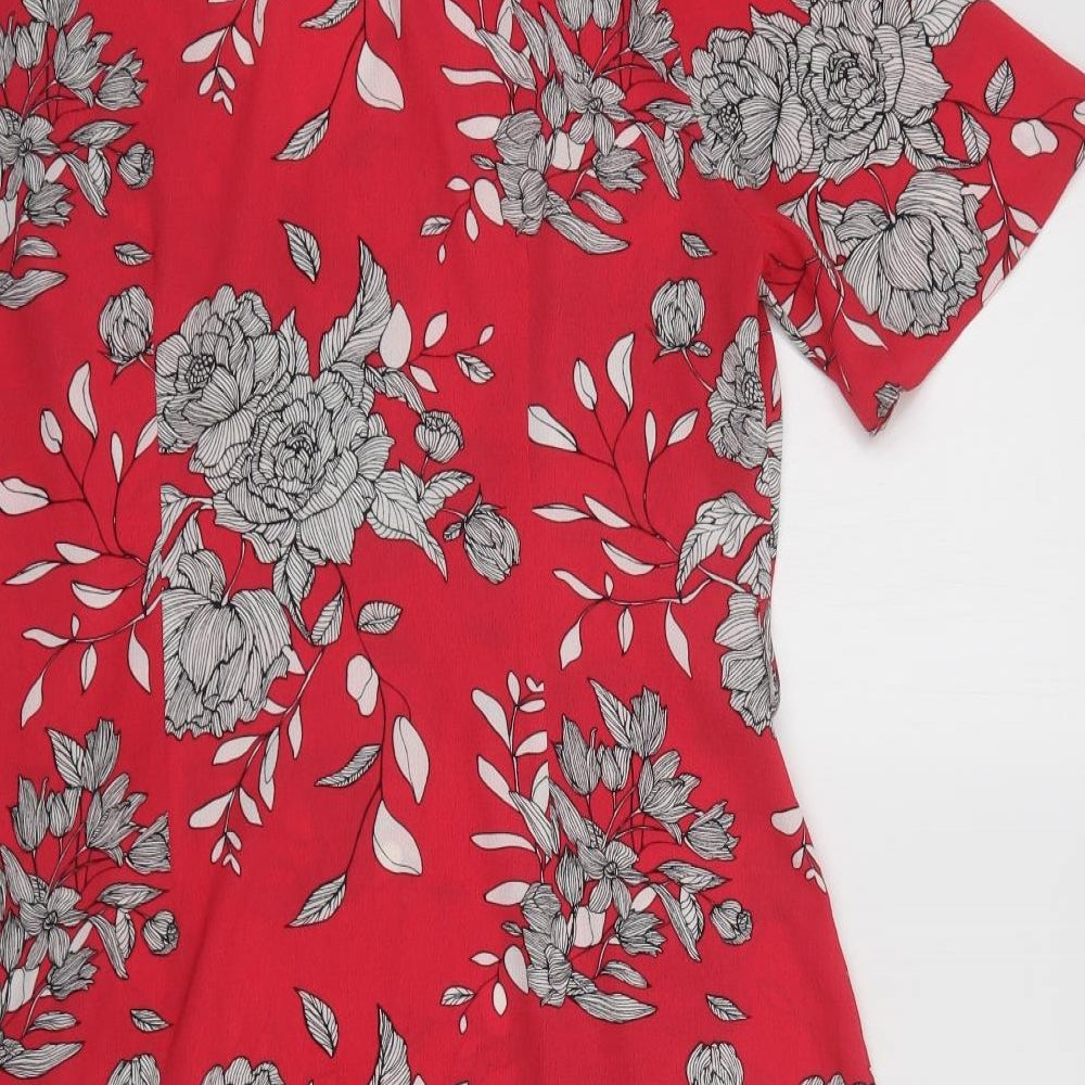 F&F Womens Pink Floral Polyester Wrap Dress  Size 14  V-Neck