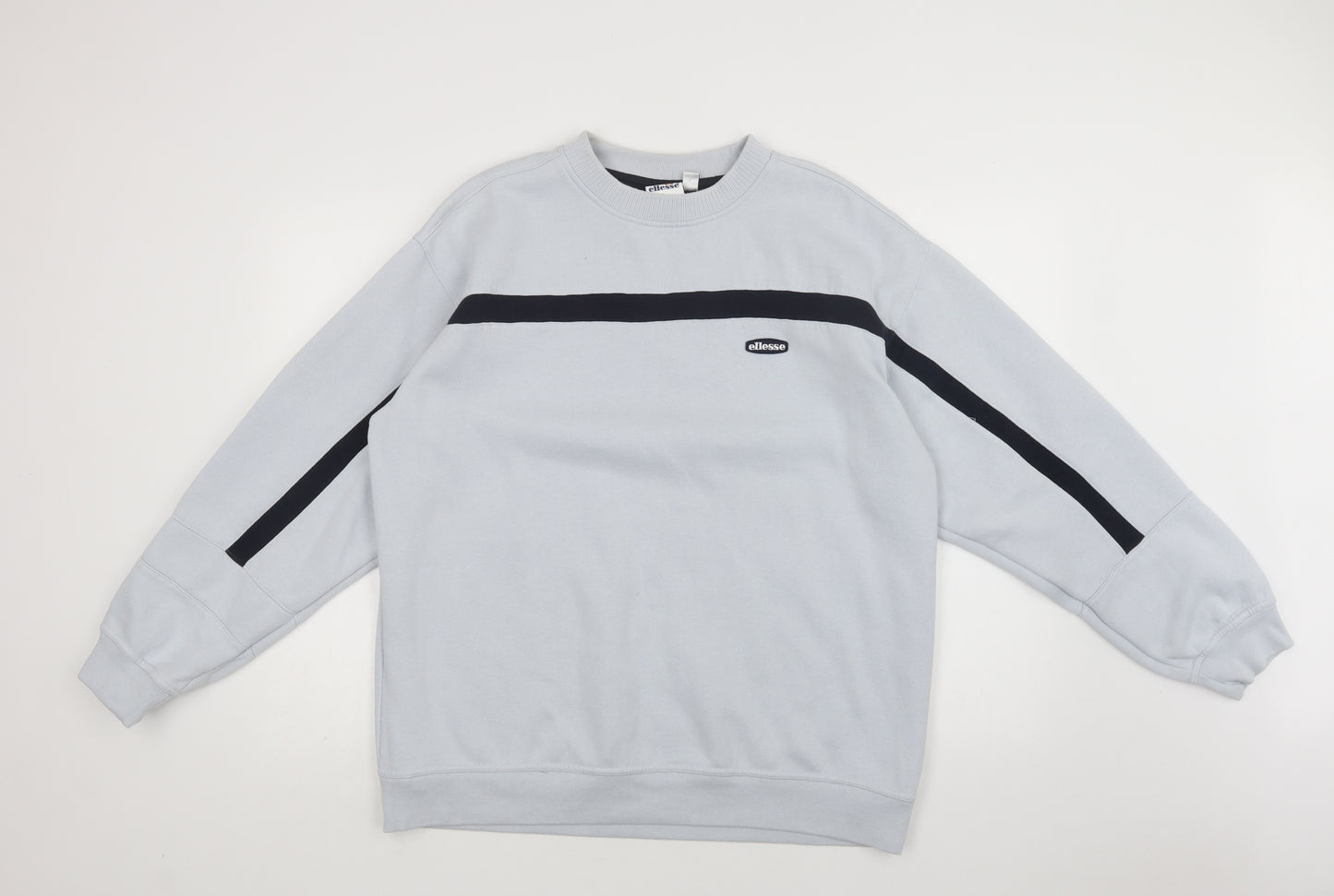 ellesse Mens Blue Striped Polyester Pullover Sweatshirt Size L