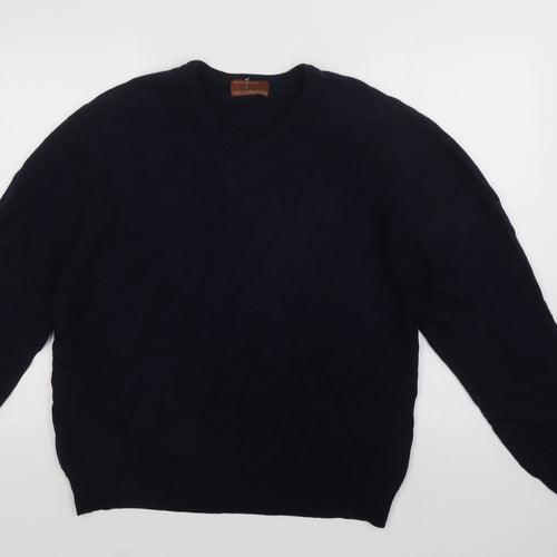 M&S Mens Blue V-Neck  Wool Pullover Jumper Size M
