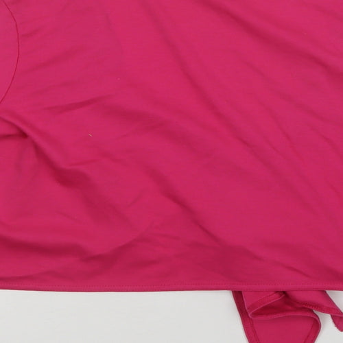Nightingales Womens Pink  Polyester Cropped Blouse Size 16 V-Neck