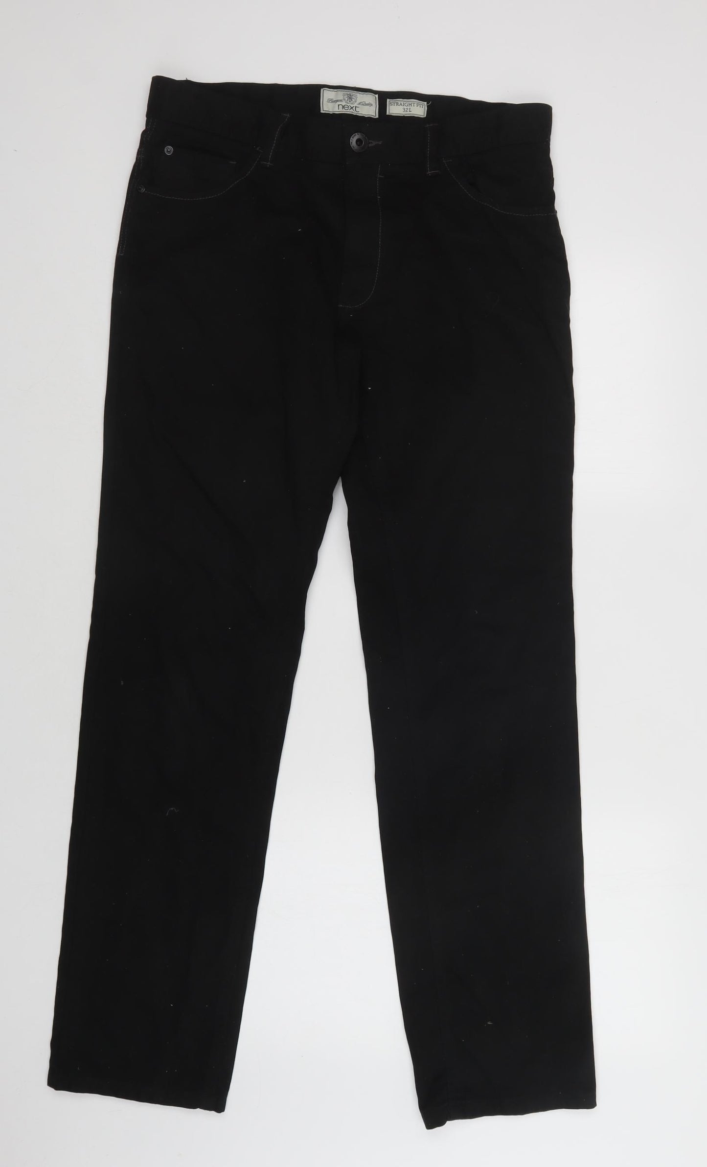 NEXT Mens Black  Cotton Straight Jeans Size 32 L32 in Regular Button