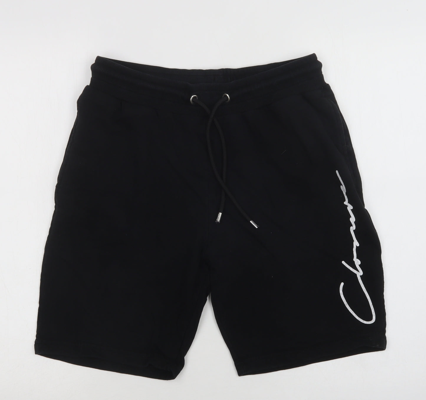 Closure London Mens Black  Cotton Sweat Shorts Size L L9 in Regular Drawstring