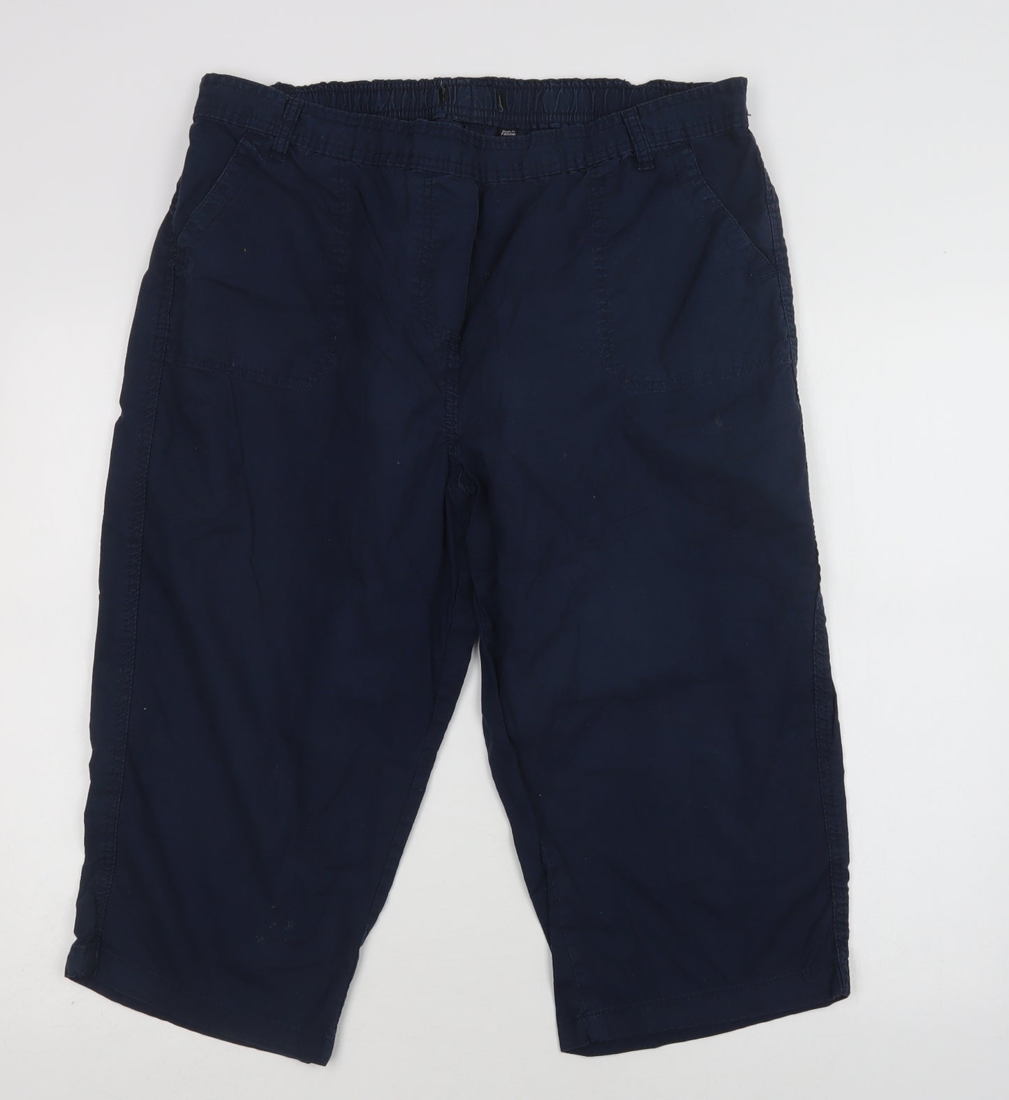 Capsule Womens Blue  Cotton Cropped Trousers Size 18 L20 in Regular