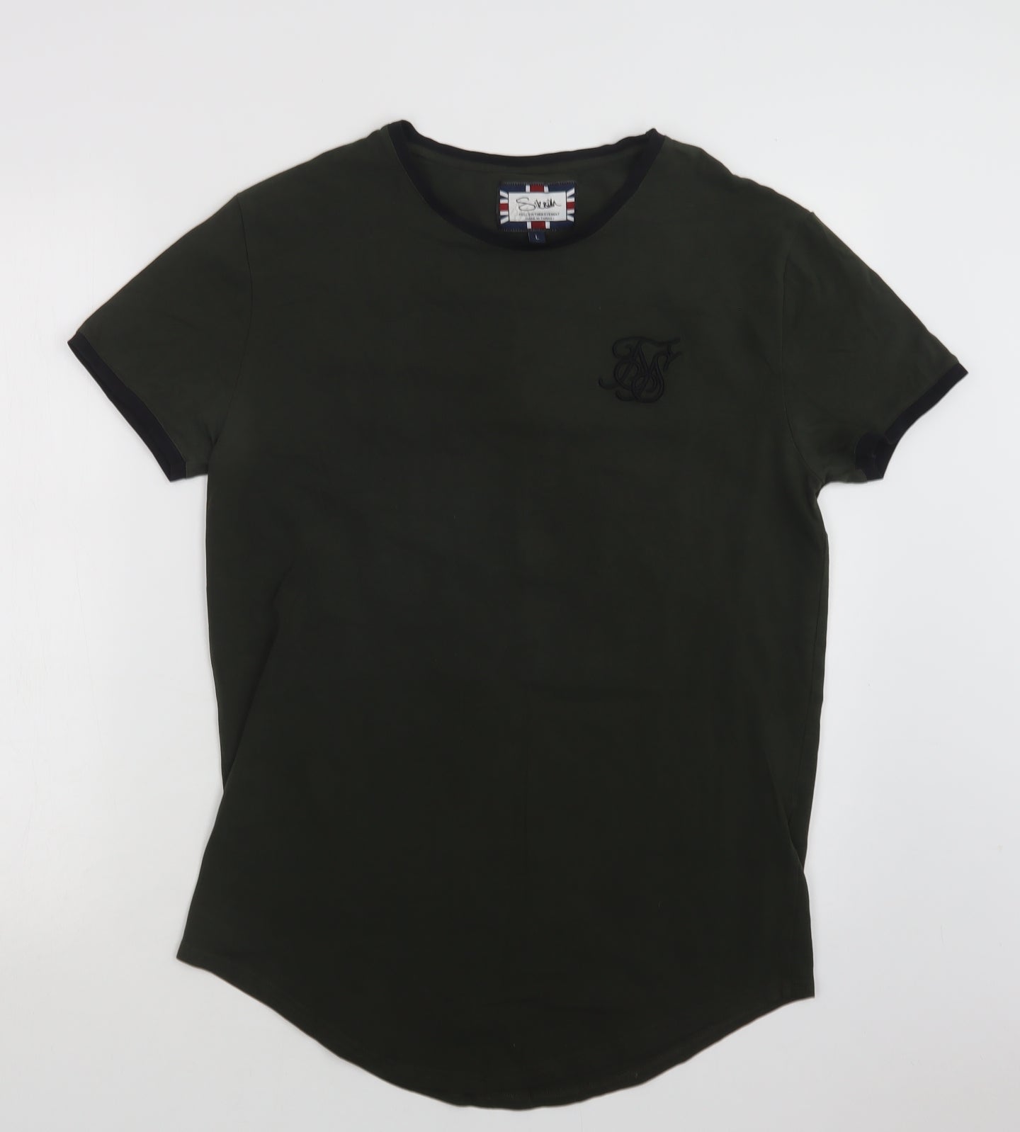 Sik Silk Mens Green  Cotton  T-Shirt Size L Crew Neck