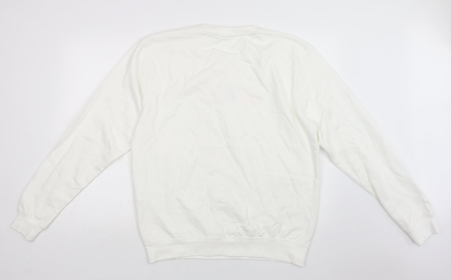 Preworn Womens White  Cotton Pullover Sweatshirt Size L