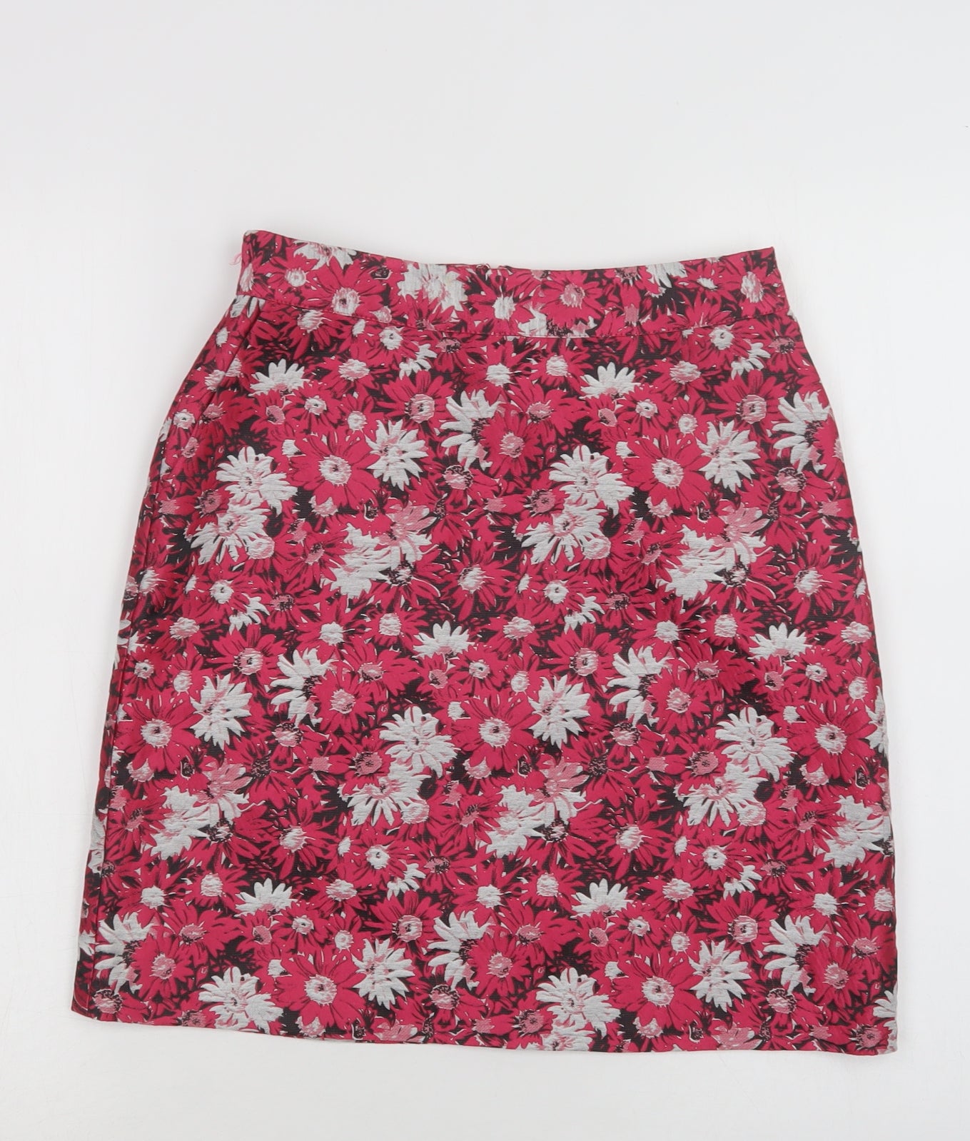 Warehouse Womens Pink Floral Polyester Mini Skirt Size 8   Zip