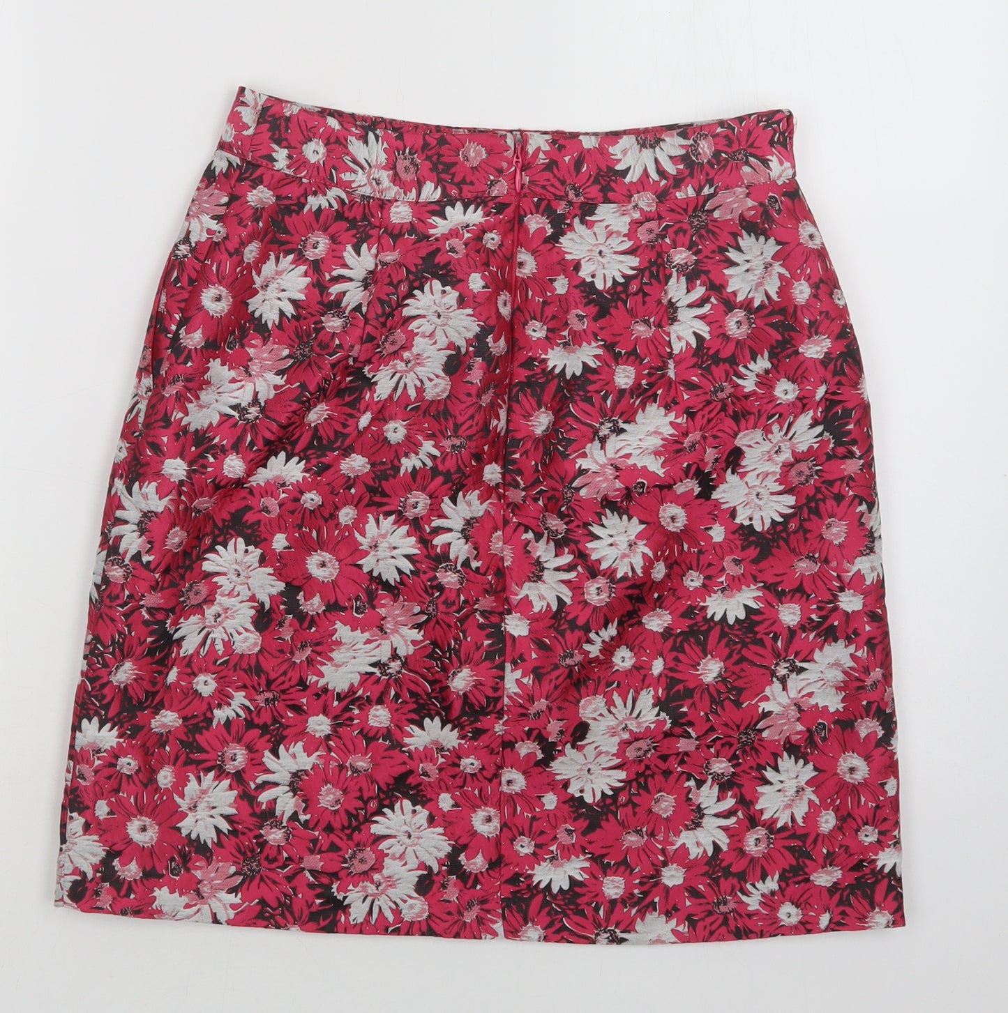 Warehouse Womens Pink Floral Polyester Mini Skirt Size 8   Zip