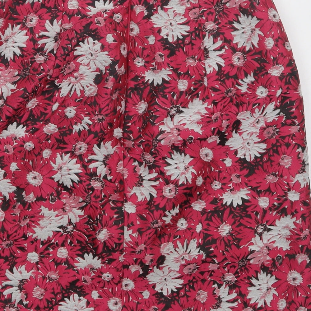 Warehouse Womens Pink Floral Polyester Mini Skirt Size 8   Zip