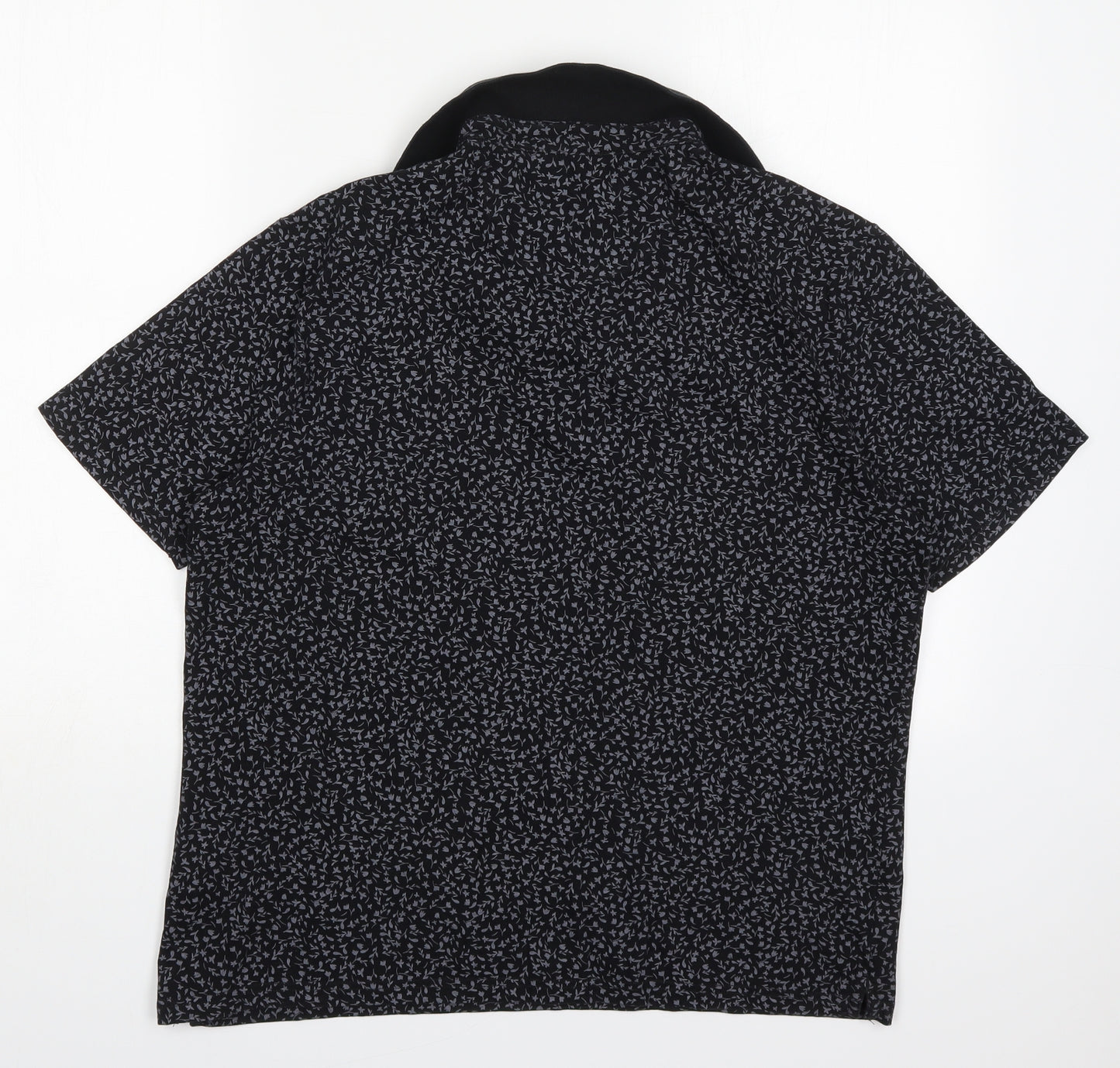 Marks and Spencer Mens Grey Floral Cotton  Polo Size M Collared Pullover
