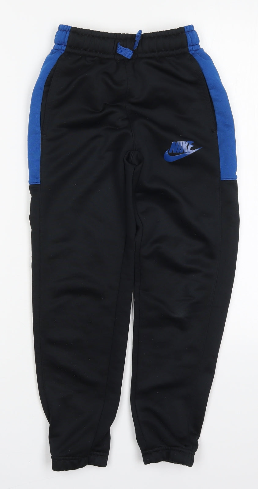 Nike Boys Black  Polyester Sweatpants Trousers Size 8-9 Years  Regular Drawstring - Blue