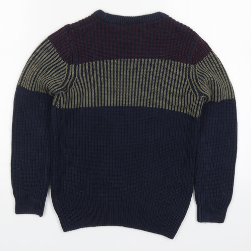NEXT Boys Blue Round Neck Striped Cotton Pullover Jumper Size 8 Years  Pullover
