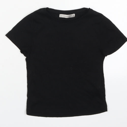 Atmosphere Womens Black  Polyester Cropped T-Shirt Size 6 Round Neck