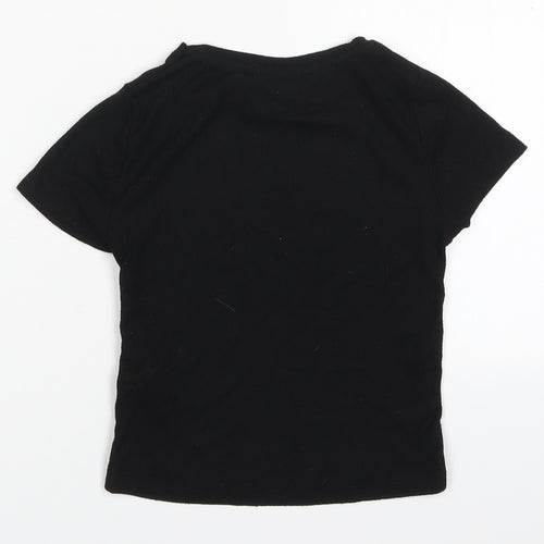 Atmosphere Womens Black  Polyester Cropped T-Shirt Size 6 Round Neck
