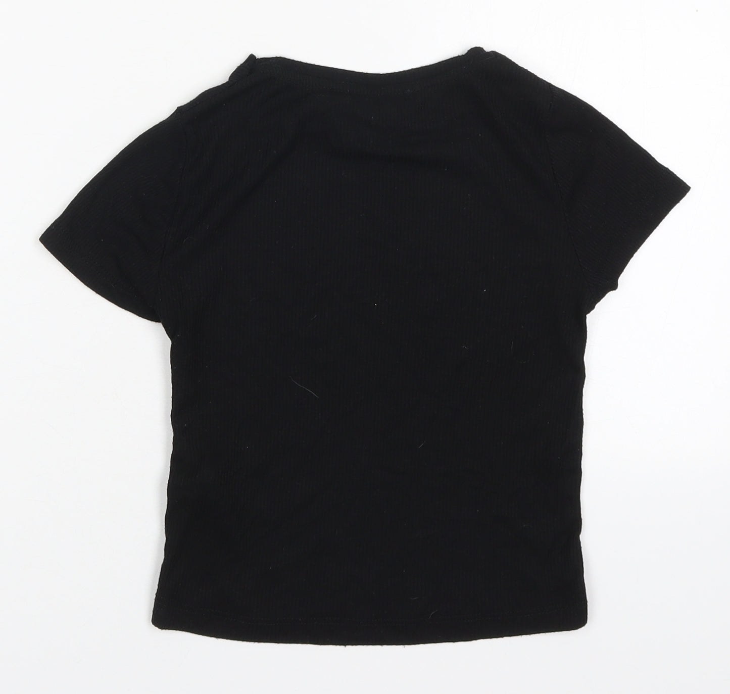 Atmosphere Womens Black  Polyester Cropped T-Shirt Size 6 Round Neck