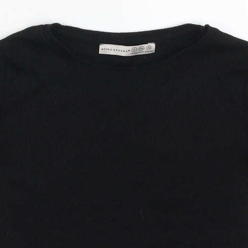Atmosphere Womens Black  Polyester Cropped T-Shirt Size 6 Round Neck