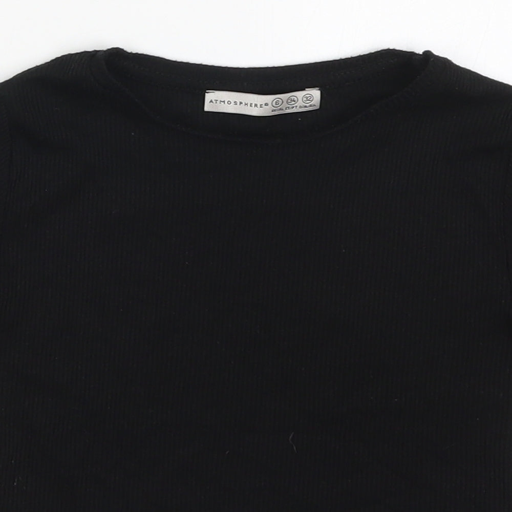 Atmosphere Womens Black  Polyester Cropped T-Shirt Size 6 Round Neck