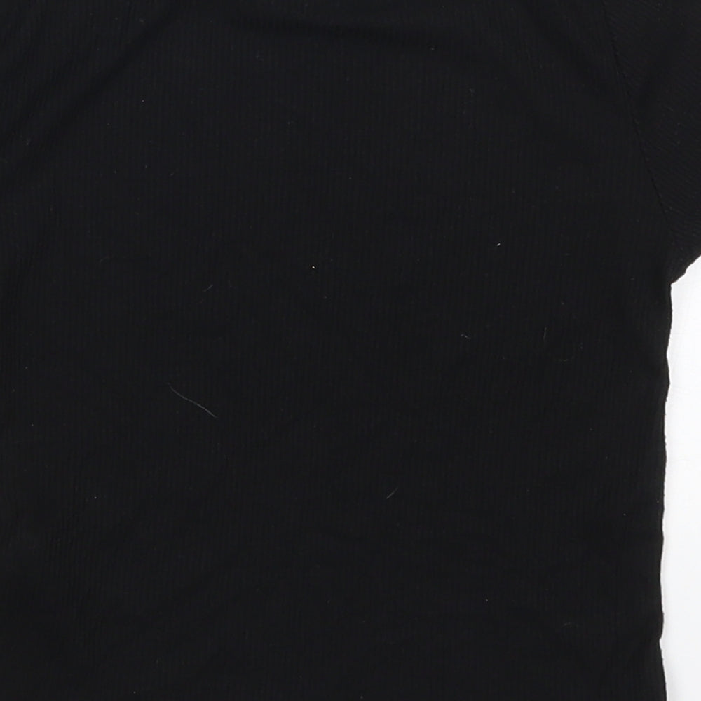 Atmosphere Womens Black  Polyester Cropped T-Shirt Size 6 Round Neck