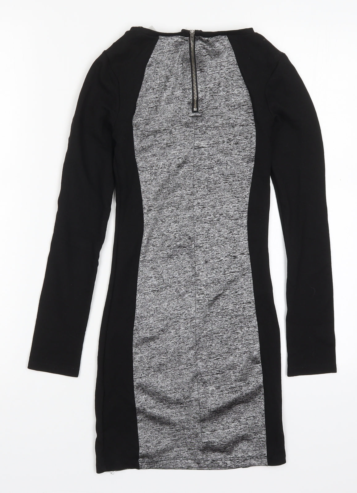 H&M Womens Grey  Viscose Mini  Size 6  Round Neck Zip
