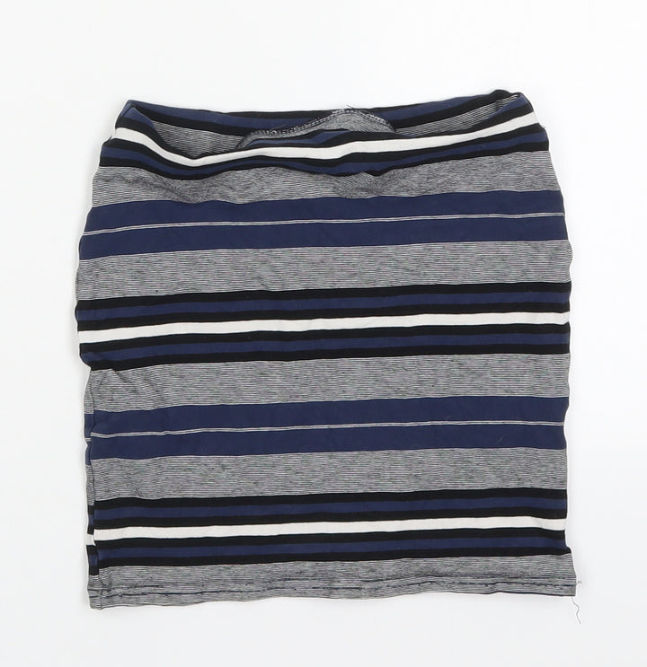 Miss Selfridge Womens Blue Striped Viscose Mini Skirt Size 6