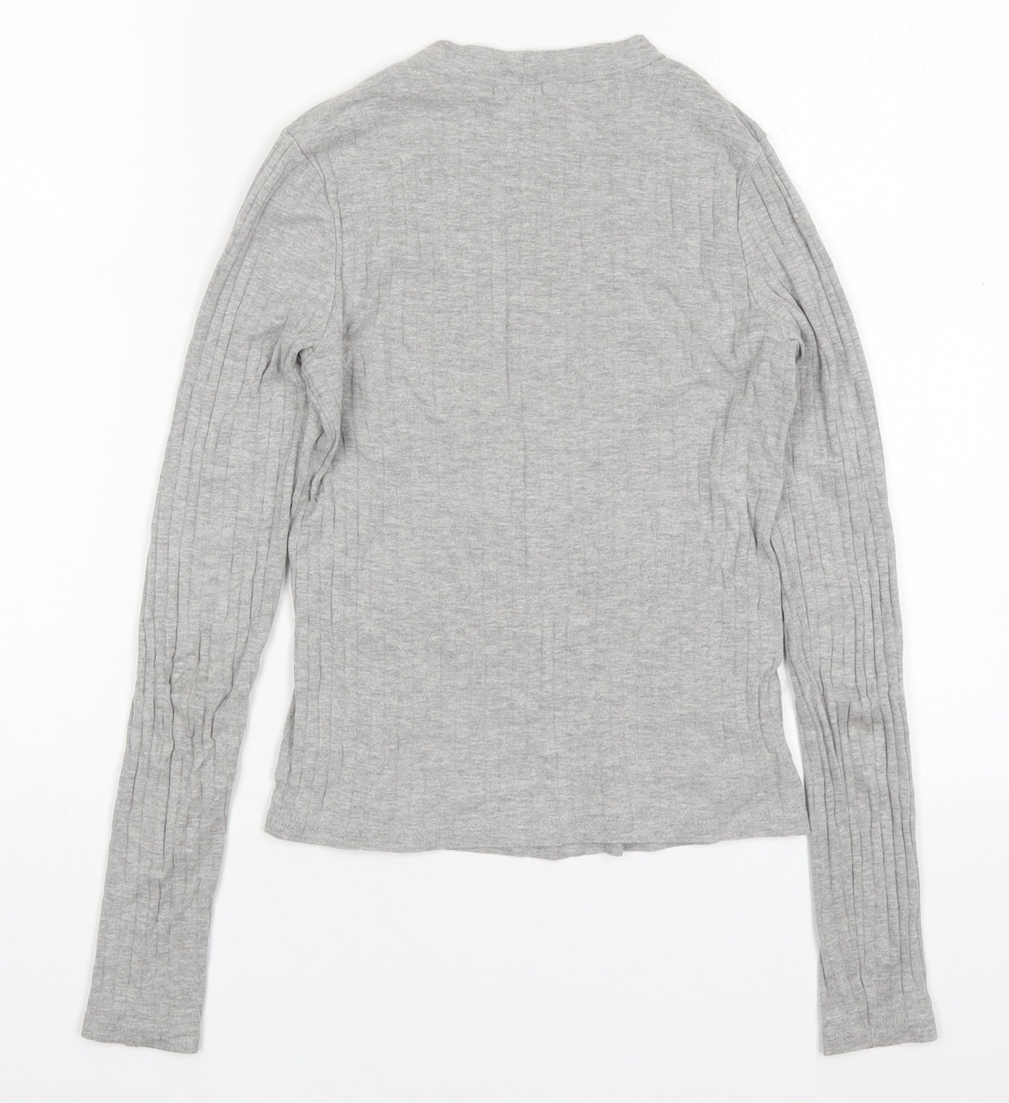 River Island Womens Grey  Cotton Basic T-Shirt Size 6 Round Neck