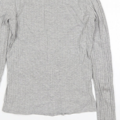 River Island Womens Grey  Cotton Basic T-Shirt Size 6 Round Neck