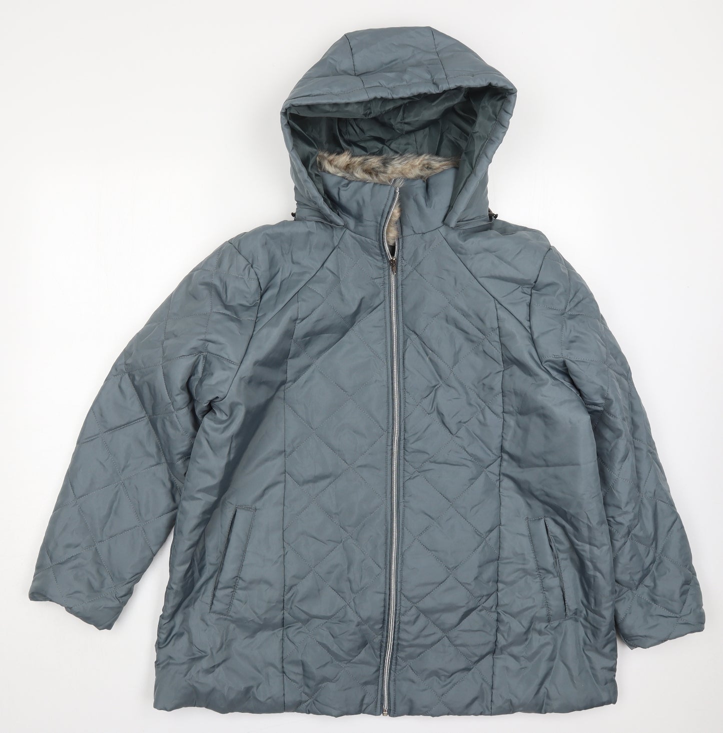 Anne De Lancay Womens Grey   Quilted Coat Size L  Zip