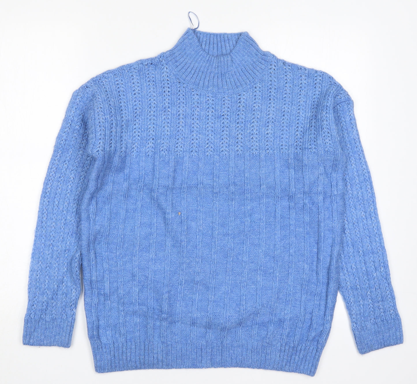 TU Womens Blue High Neck  Acrylic Pullover Jumper Size 14