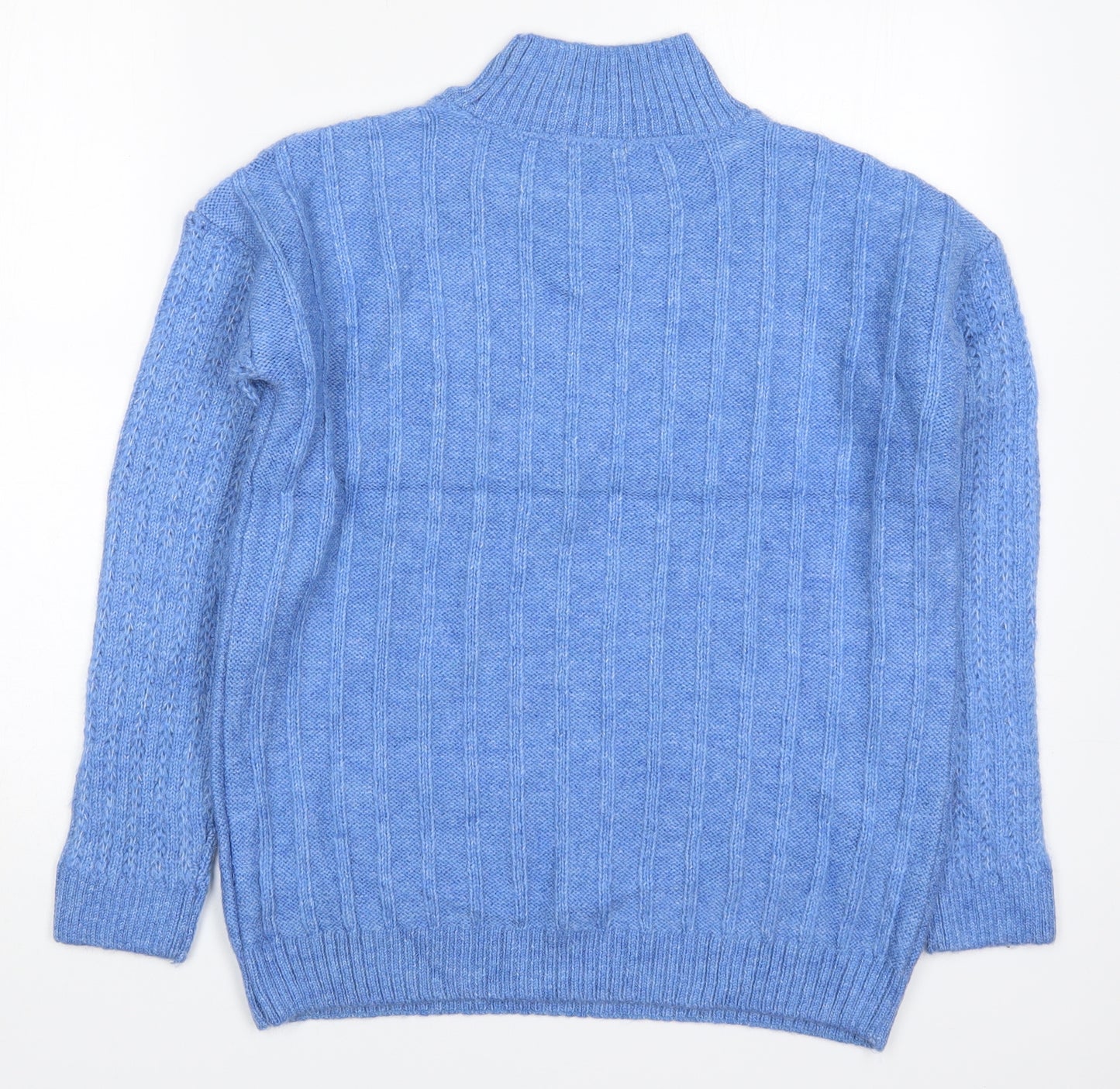 TU Womens Blue High Neck  Acrylic Pullover Jumper Size 14