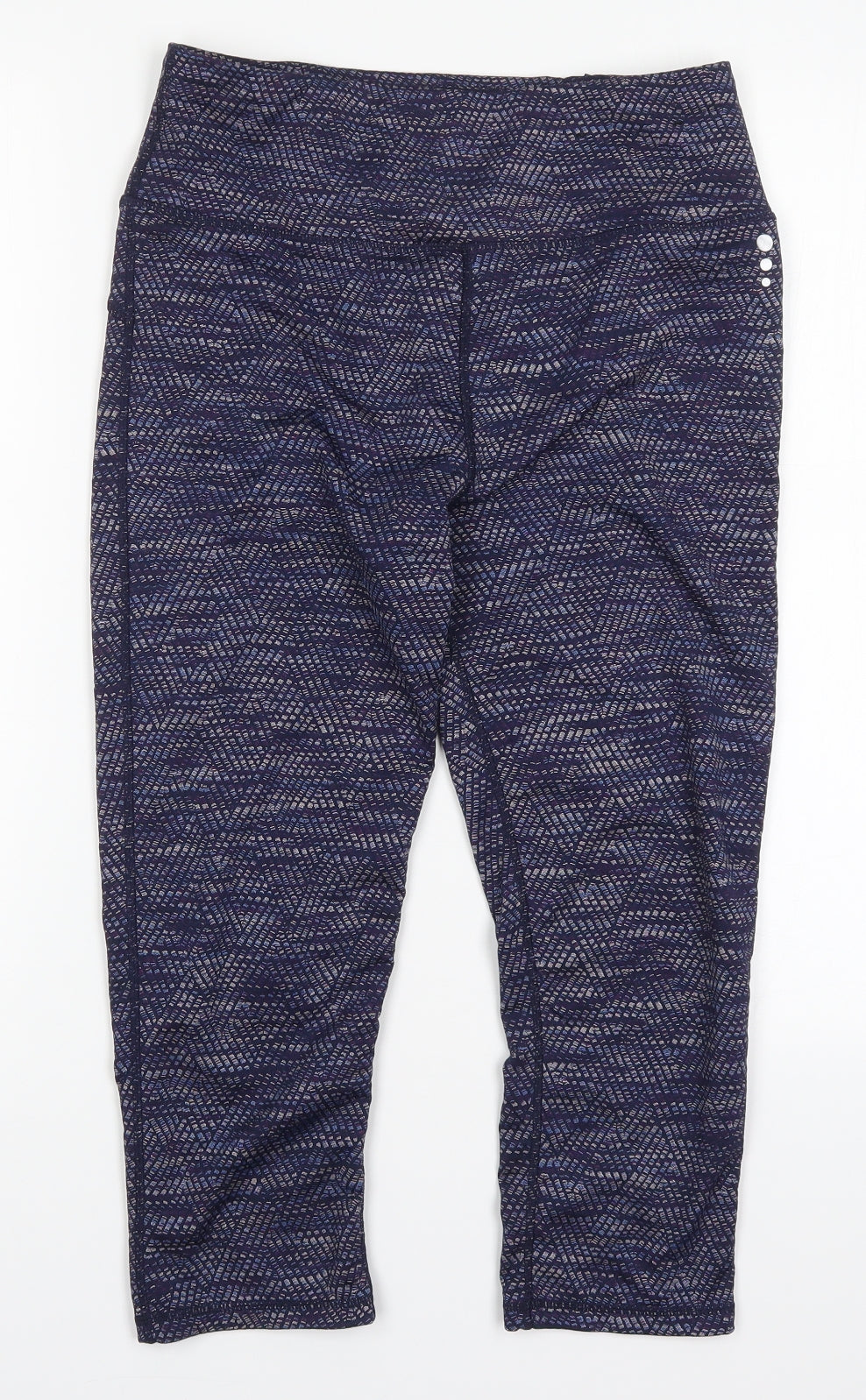 TU Womens Blue Geometric Polyester Cropped Leggings Size 12 L19 in Regular