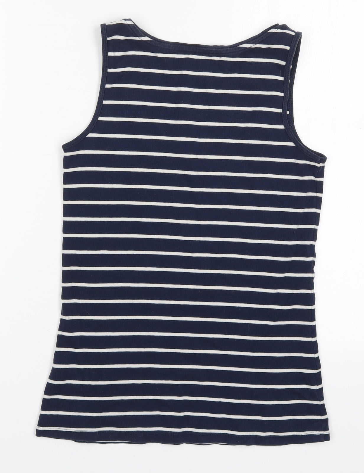 F&F Womens Blue Striped Cotton Basic Tank Size 14 Round Neck