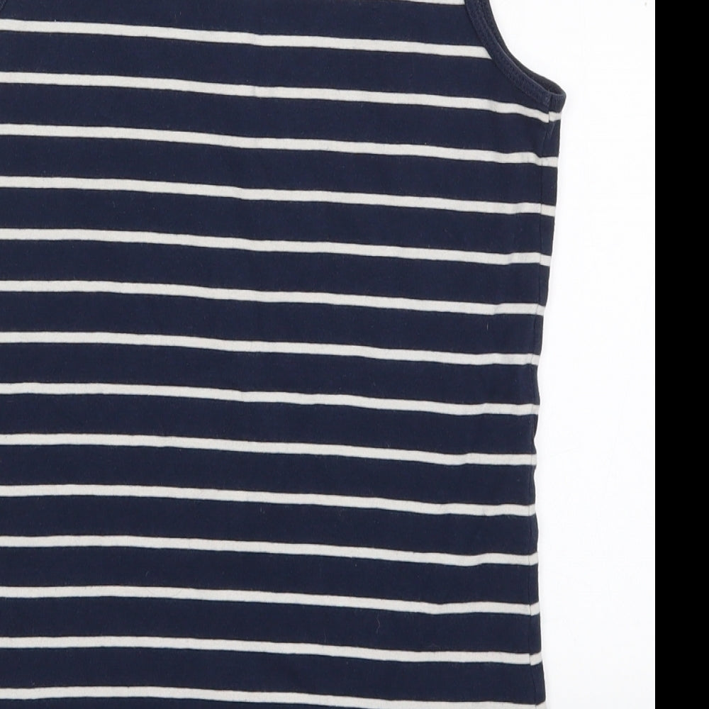 F&F Womens Blue Striped Cotton Basic Tank Size 14 Round Neck