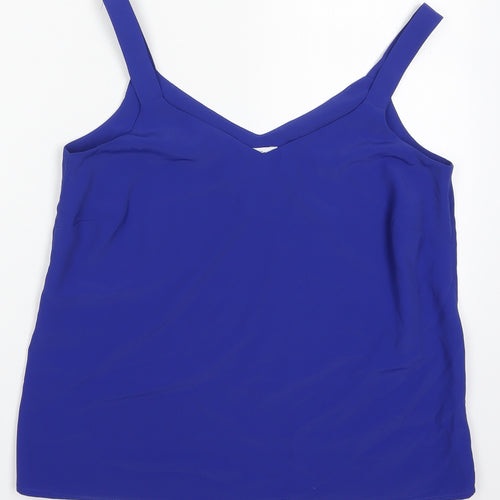 M&Co Womens Blue  Polyester Basic Tank Size 10 V-Neck