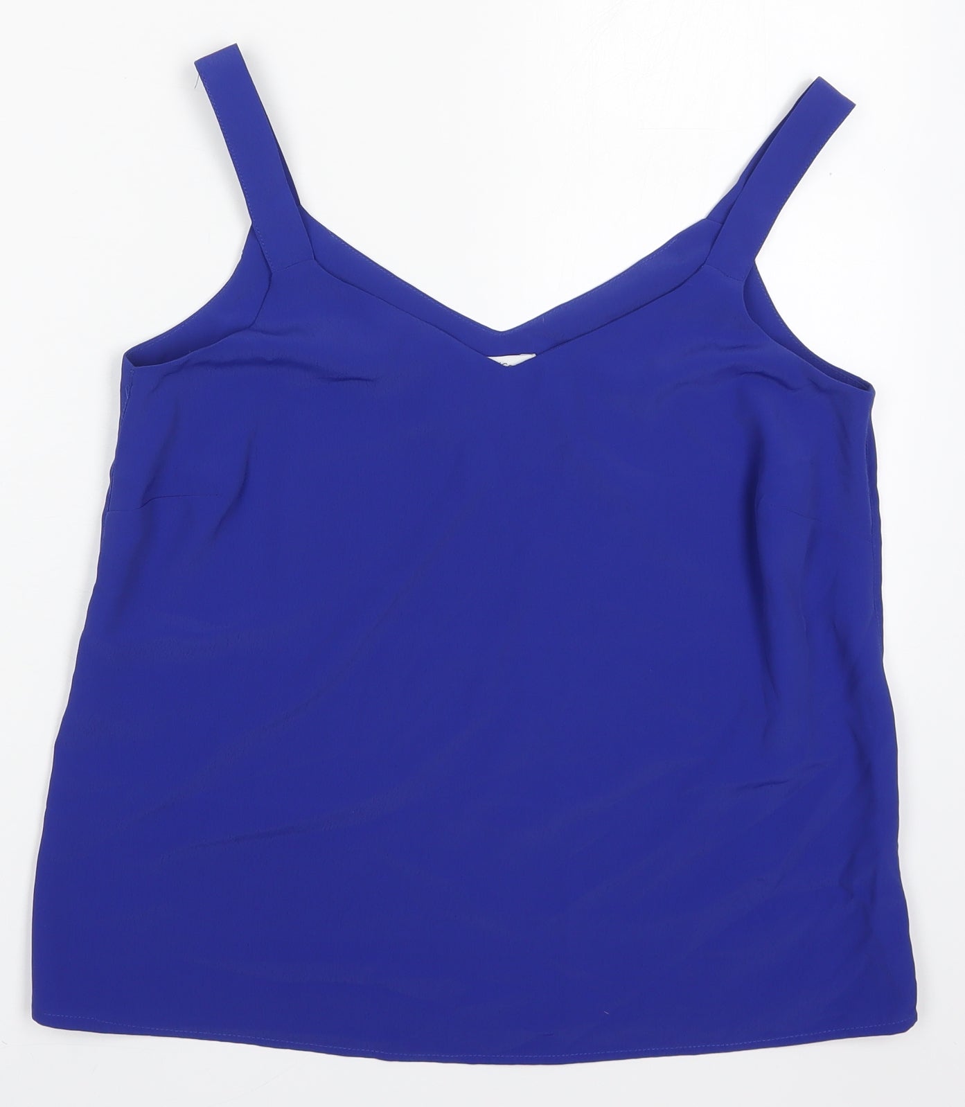 M&Co Womens Blue  Polyester Basic Tank Size 10 V-Neck