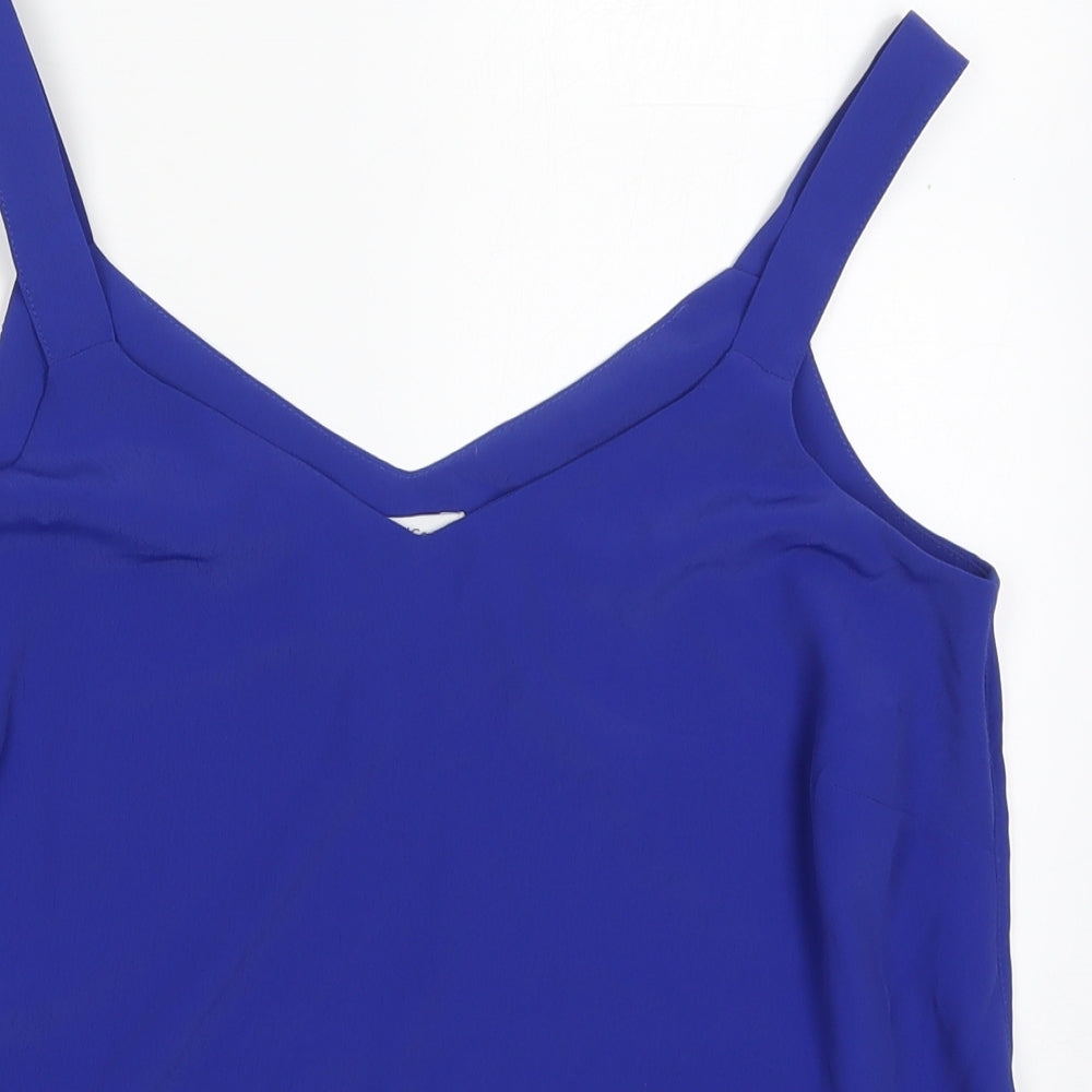 M&Co Womens Blue  Polyester Basic Tank Size 10 V-Neck