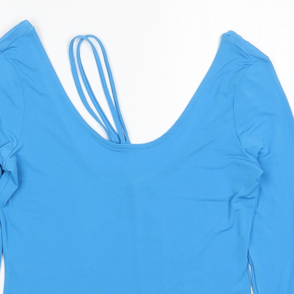 VERO MODA Womens Blue  Polyester Basic Blouse Size S Scoop Neck