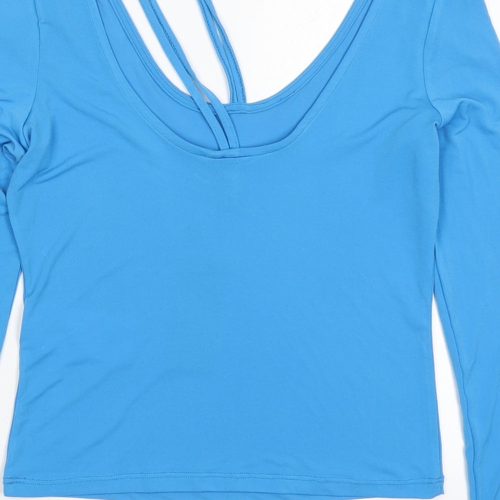 VERO MODA Womens Blue  Polyester Basic Blouse Size S Scoop Neck