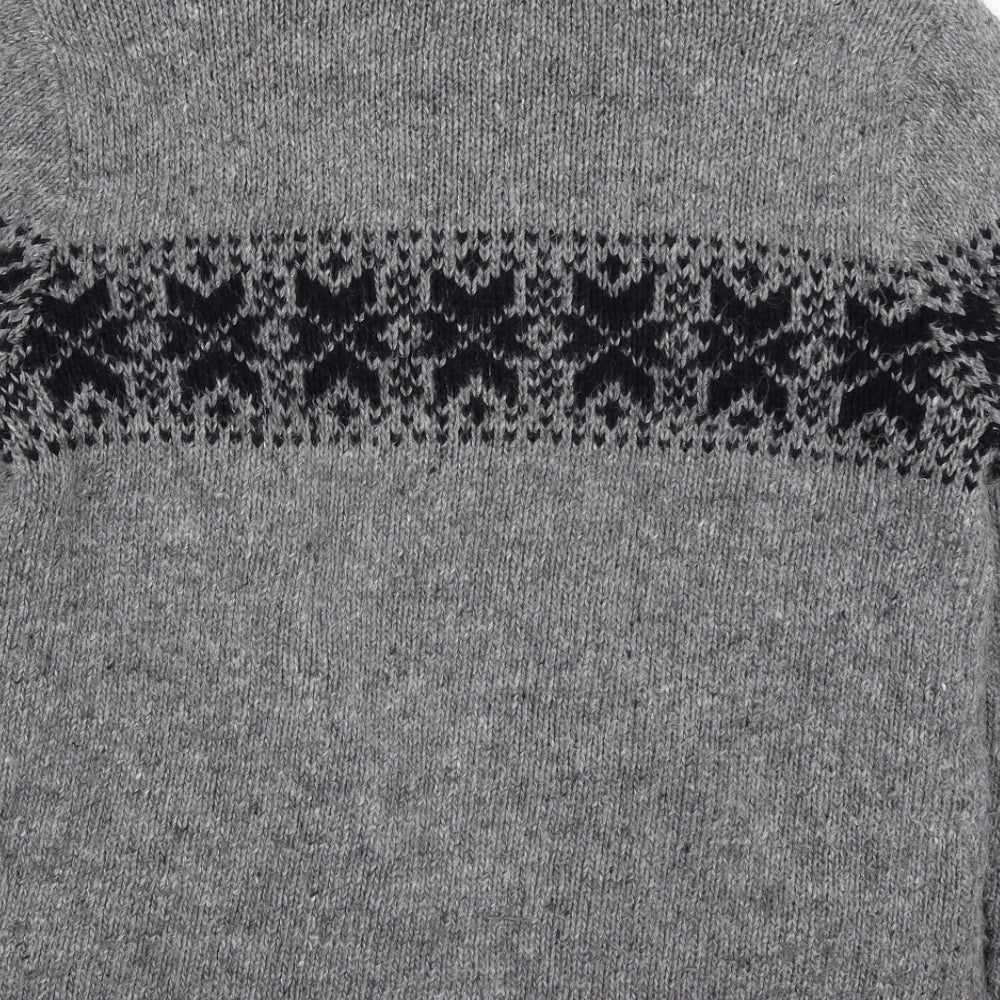 TU Mens Grey Fair Isle  Jacket Coatigan Size L  Zip