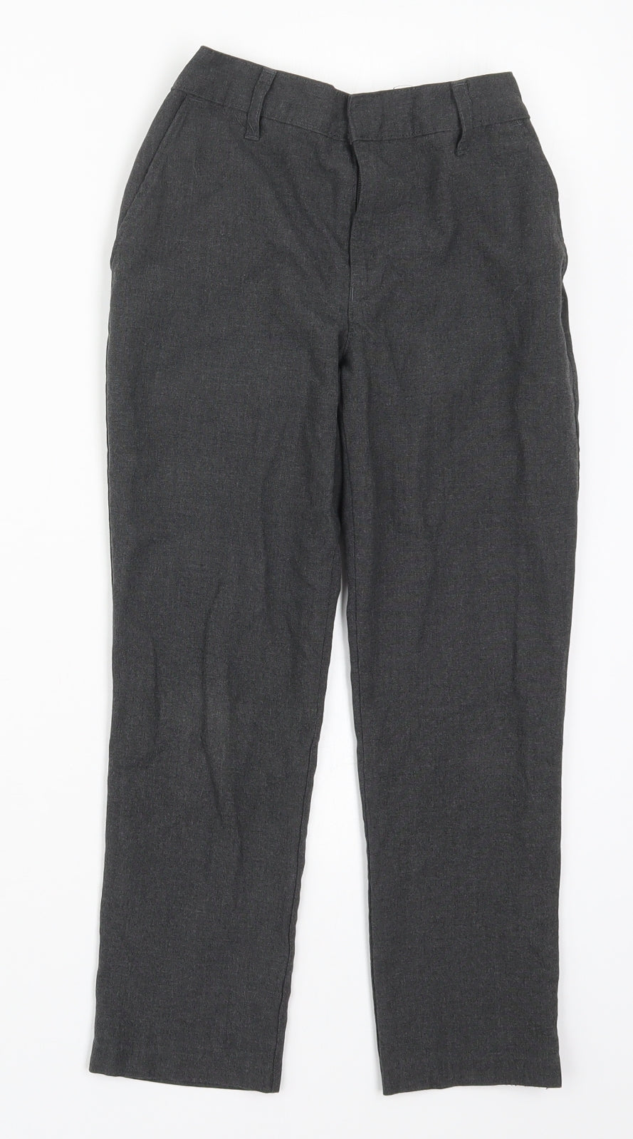 Marks and Spencer Boys Grey  Polyester Dress Pants Trousers Size 7-8 Years  Regular Hook & Eye