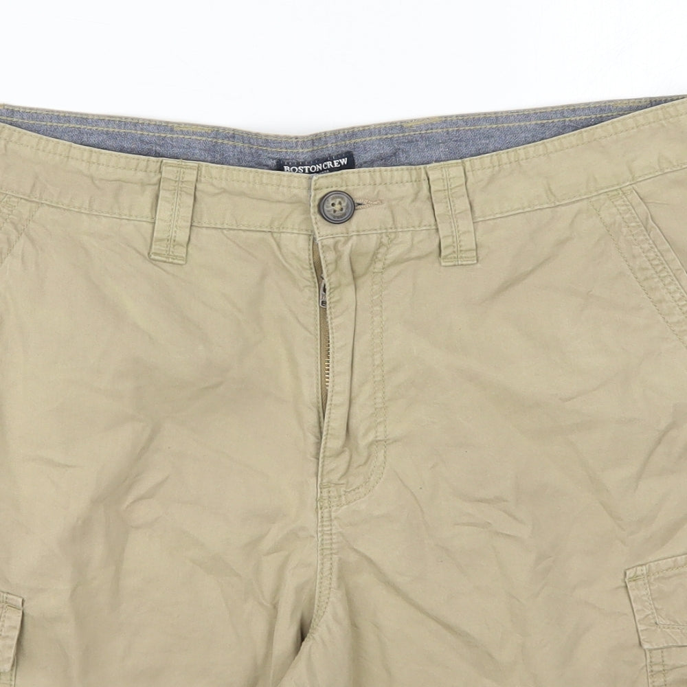 Boston Crew Mens Beige  Cotton Cargo Shorts Size 34 L9 in Regular Button