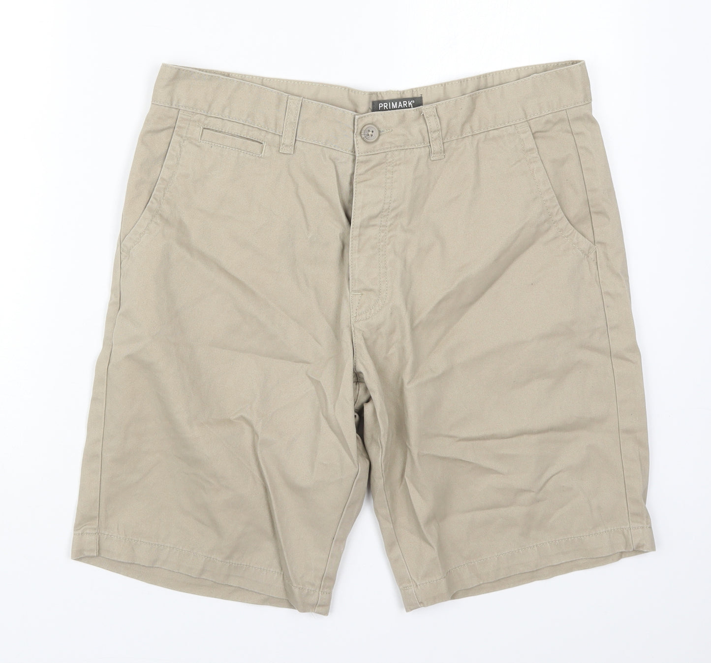 Primark Mens Beige  Cotton Bermuda Shorts Size 34 L10 in Regular Button