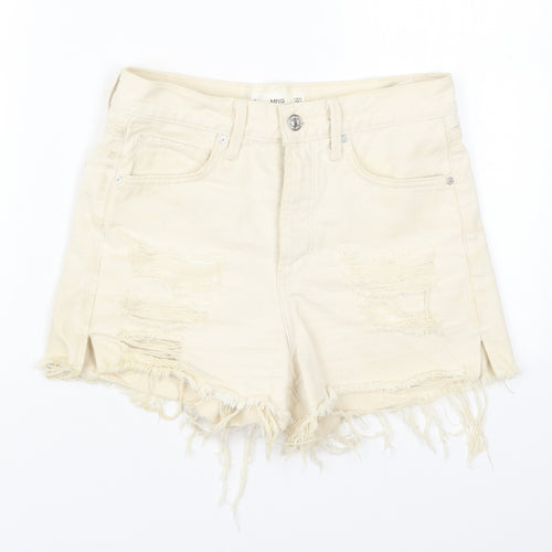 MNG Womens Beige  Cotton Cut-Off Shorts Size 6  Regular Button